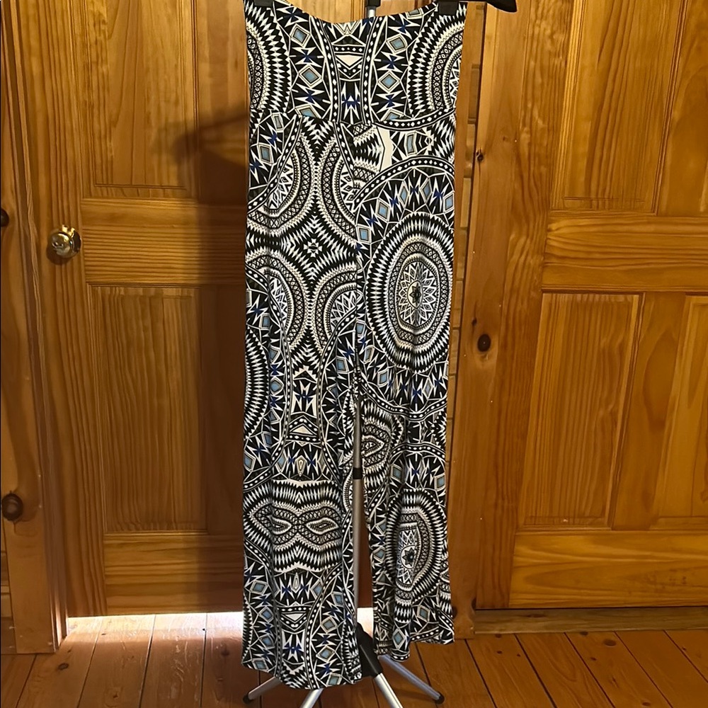 White Mark Black and White Patterned Wide Leg pants